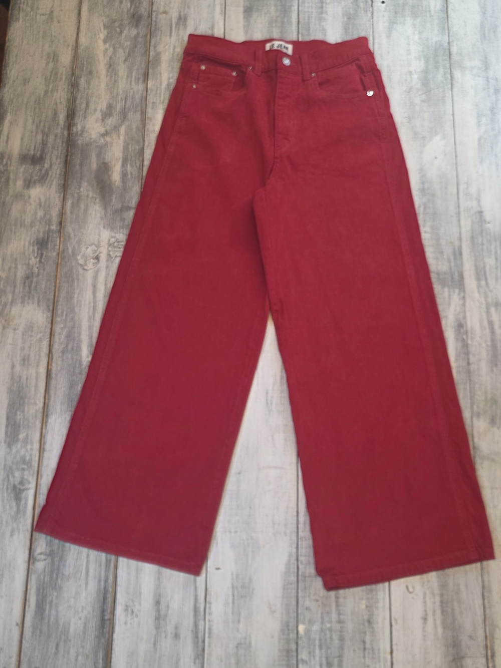 Le Jean Women's Deep Red High-Rise Juliette Wide Leg Jeans sz 27